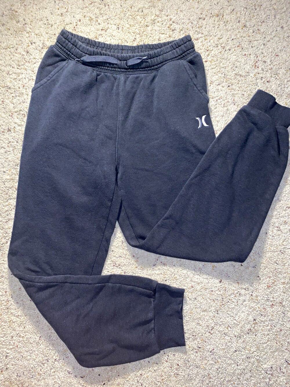 Hurley Boys Jogger Sweatpants Youth Large 14/16 Black Fleece Drawstring Athletic